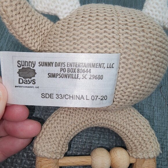 Sunny Days Entertainment Knit Crochet Wood Deer Rattle Infant Baby Toy Plush - Picture 3 of 4